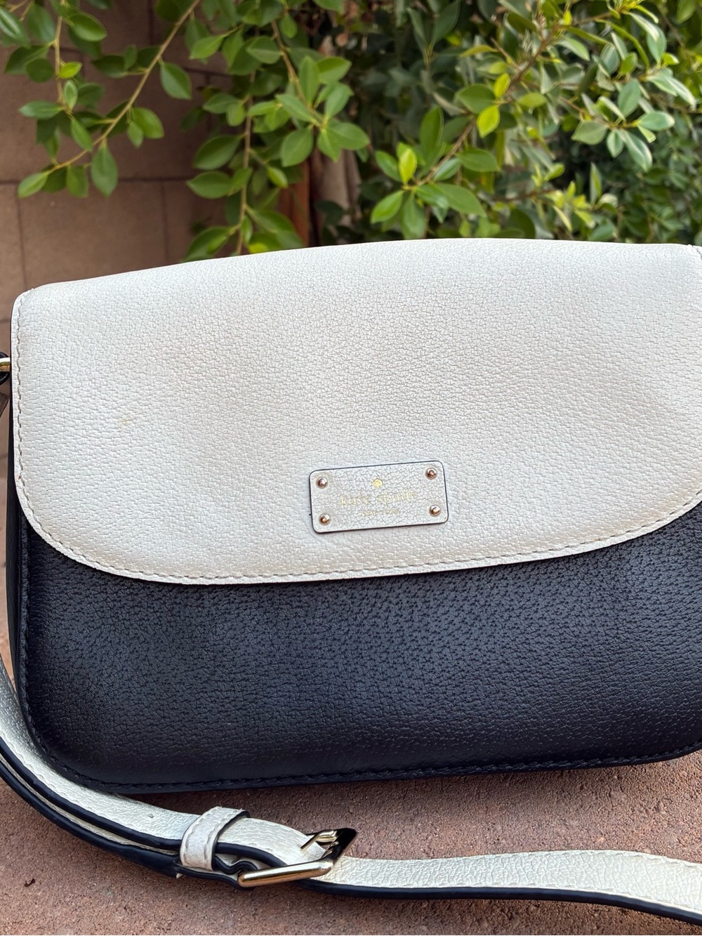 kate spade Black and White Leather Crossbody
